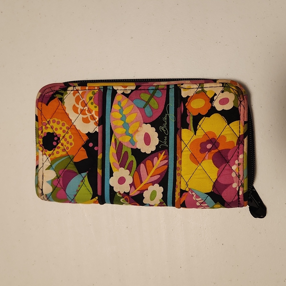 Vera Bradley Colorful Quilted Wallet with polka dot lining